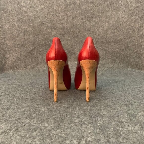 Enzo Angiolini EATANEN Women's Distressed Red Leather Heel Peep Toe Shoes - Picture 8 of 9